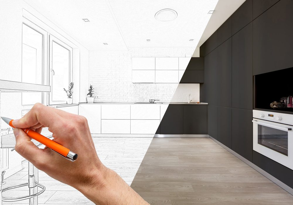 Küchenplan vor und nach dem Umbau